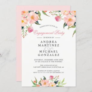 Invitation Elégante Aquarelle rose Floral
