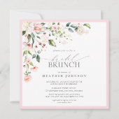Invitation Elégante aquarelle rose Floral Bridal Brunch (Devant)