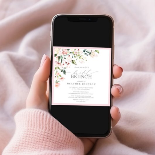 Invitation Elégante aquarelle rose Floral Bridal Brunch