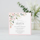 Invitation Elégante aquarelle rose Floral Bridal Brunch (Debout devant)