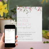 Invitation Elégante aquarelle rose Floral Brunch de Pâques