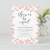 Invitation Elégante aquarelle rose floral Douche par courrier (Debout devant)