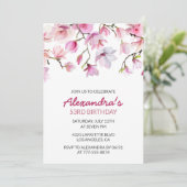 Invitation Elégante aquarelle rose florale 53e anniversaire (Debout devant)