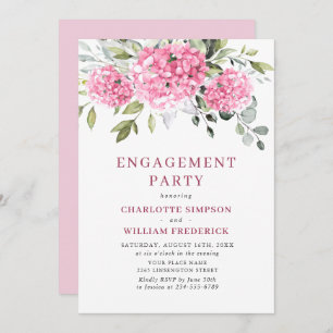 Invitation Elégante aquarelle rose Hydrangea ENGAGEMENT PARTI