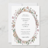 Invitation Elégante aquarelle rose Mariage botanique (Devant)