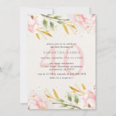Invitation Elégante aquarelle rose & or 40e anniversaire fête (Devant)