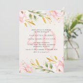 Invitation Elégante aquarelle rose & or 40e anniversaire fête (Debout devant)
