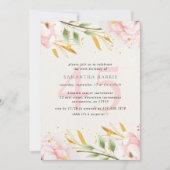 Invitation Elégante aquarelle rose & or 45e fête d'anniversai (Devant)