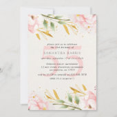 Invitation Elégante aquarelle rose & or 55e anniversaire fête (Devant)