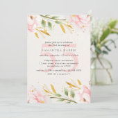Invitation Elégante aquarelle rose & or 55e anniversaire fête (Debout devant)