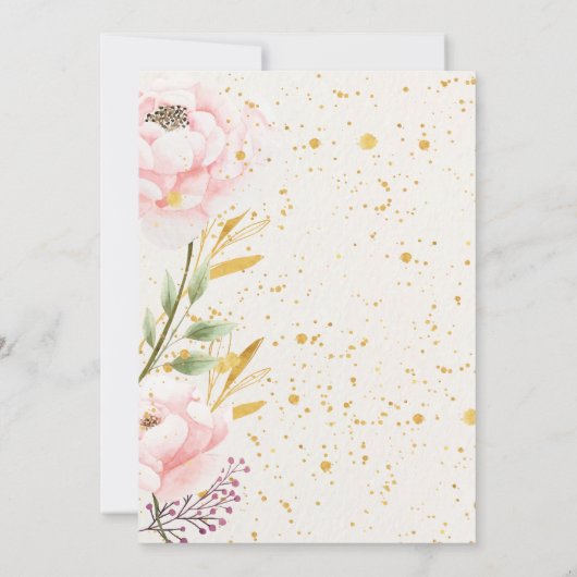 Invitation Elégante aquarelle rose & or 75e fête d'anniversai (Dos)