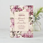 Invitation Elégante aquarelle rose orchidée nuptiale (Debout devant)