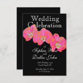 Invitation Elégante aquarelle rose Orchidée peinture (Devant / Derrière)