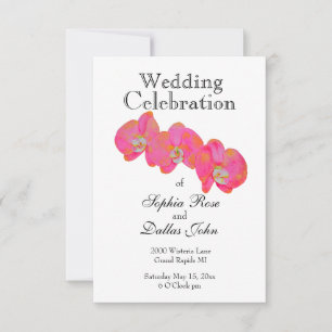 Invitation Elégante aquarelle rose Orchidée peinture