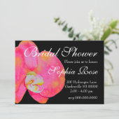 Invitation Elégante aquarelle rose orchidées tropicale fleuri (Debout devant)