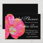 Invitation Elégante aquarelle rose orchidées tropicale fleuri (Devant / Derrière)