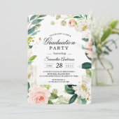 Invitation Elégante aquarelle rose pâle Cadre Floral (Debout devant)