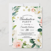 Invitation Elégante aquarelle rose pâle Cadre Floral (Devant)