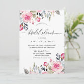 Invitation Elégante Aquarelle rose pâle Fête des mariées flor (Debout devant)