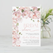 Invitation Elégante Aquarelle rose pâle Fête des mariées flor (Debout devant)
