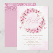 Invitation Elégante aquarelle rose pâle Fête des mariées flor (Devant / Derrière)