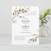 Invitation Elégante aquarelle rose pâle Mariage floral (Debout devant)