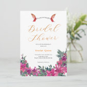 Invitation Elégante aquarelle rose poussiéreuse Bouquet de ma (Debout devant)