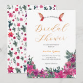 Invitation Elégante aquarelle rose poussiéreuse Bouquet de ma (Devant / Derrière)