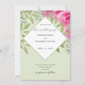 Invitation Elégante aquarelle rose Roses (Devant)