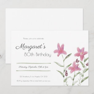 Invitation Elégante aquarelle rose simple