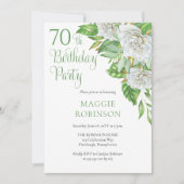 Invitation Elégante aquarelle Roses blanches 70e fête d'anniv (Devant)