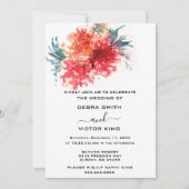 Invitation Elégante aquarelle rouge floral Mariage (Devant)