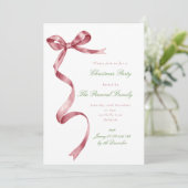 Invitation Elégante aquarelle Rouge Ruban Bow Noël (Debout devant)