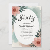 Invitation Elégante aquarelle rustique florale 60e anniversai (Devant)