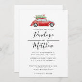 Invitation Elégante aquarelle Rustique voiture Mariage de Noë (Devant / Derrière)
