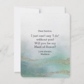 Invitation Elégante aquarelle sera-tu ma femme d'honneur ? (Dos)