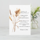 Invitation Elégante aquarelle Terracota Pampas Mariage en her (Debout devant)