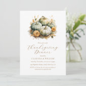 Invitation Elégante aquarelle Thanksgiving Dîner (Debout devant)