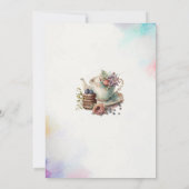 Invitation Elégante aquarelle thé fête fille or rose bébé s (Dos)