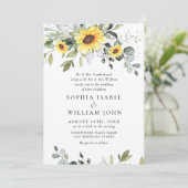 Invitation Elégante aquarelle tournesol Eucalyptus Mariage (Debout devant)