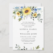 Invitation Elégante aquarelle tournesol Eucalyptus Mariage (Devant)