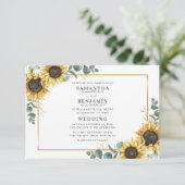 Invitation Elégante aquarelle tournesol Eucalyptus Mariage (Debout devant)