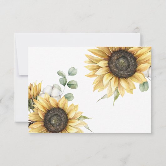 Invitation Elégante aquarelle tournesol Eucalyptus Mariage (Dos)