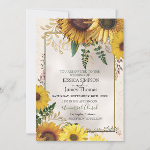 Invitation Elégante aquarelle tournesols
