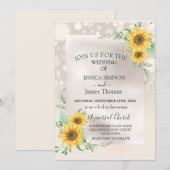 Invitation Elégante aquarelle tournesols (Devant / Derrière)