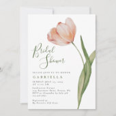 Invitation Elégante Aquarelle Tulipe Fête des mariées verte (Devant)