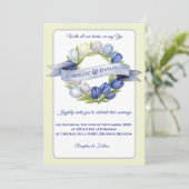 Invitation Elégante aquarelle Tulipe Mariage de couronne bleu (Debout devant)