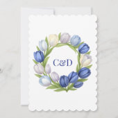 Invitation Elégante aquarelle Tulipe Mariage de couronne bleu (Dos)