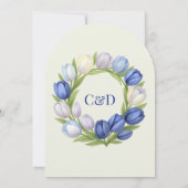 Invitation Elégante aquarelle Tulipe Mariage de couronne bleu (Dos)