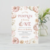 Invitation Elégante aquarelle Un 1er Citrouille anniversaire  (Debout devant)